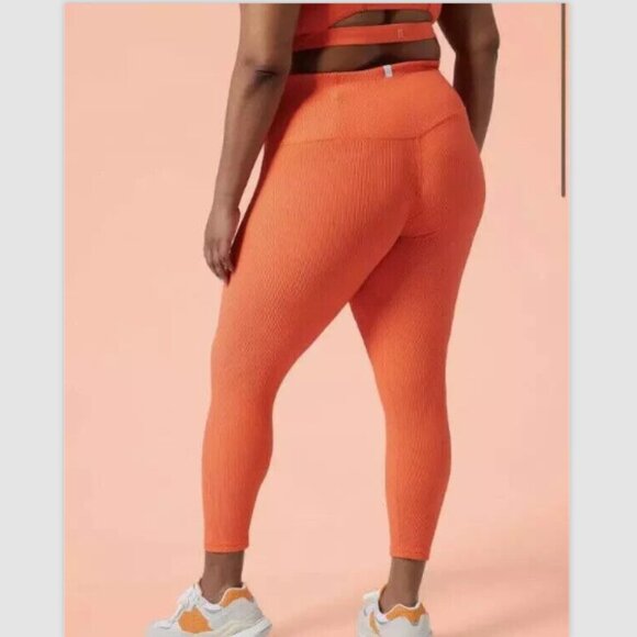 Athleta x Alicia Keys size 1X Jewel Orange Ribbed Elation Tight Leggings NWT - Picture 3 of 14